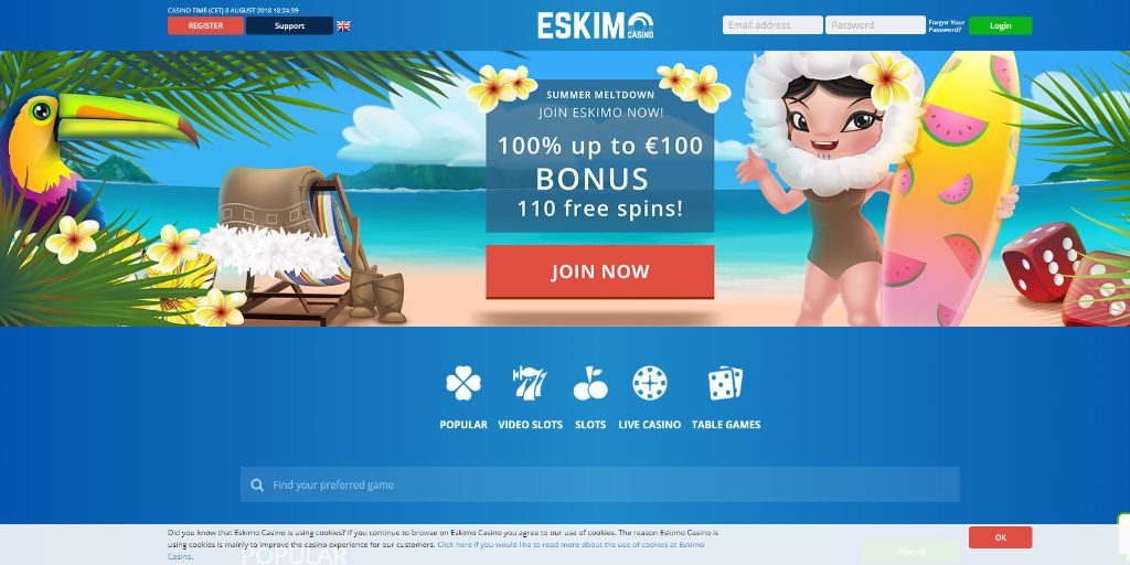 Eskimo casino landing pagina