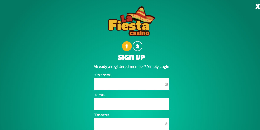 La Fiesta Casino registratiepagina